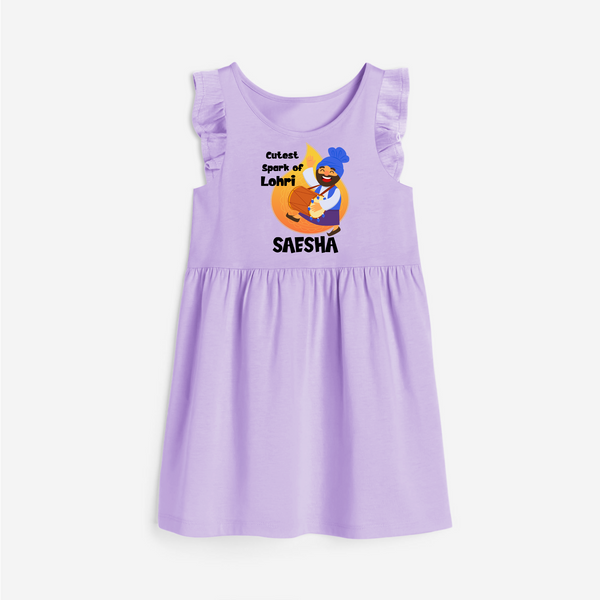 Cutest spark Lohri | Personalised Frock  with Name - LILAC - 1 - 2 Years Old (Chest 22" , Full Length 22")
