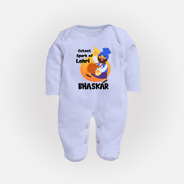 Cutest spark Lohri | Personalised Fullbody suit  with Name - BABY BLUE - New Born (Chest 7.5")