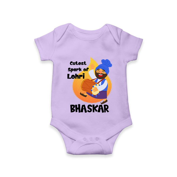 Cutest spark Lohri | Personalised Romper  with Name - LILAC - New Born (Chest 14")