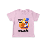 Cutest spark Lohri | Personalised T-Shirt  with Name - BABY PINK - 0-5 Months Old (Chest 17")