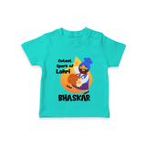 Cutest spark Lohri | Personalised T-Shirt  with Name - TEAL - 0-5 Months Old (Chest 17")