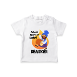 Cutest spark Lohri | Personalised T-Shirt  with Name - WHITE - 0-5 Months Old (Chest 17")