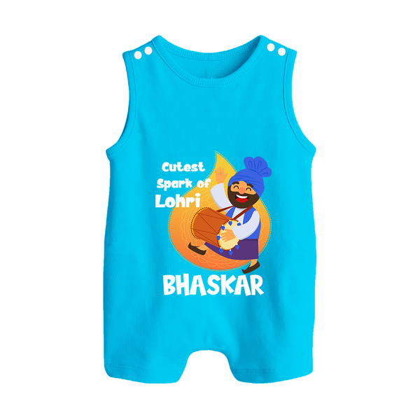 Cutest spark Lohri | Personalised Romper Suit  with Name - SKY BLUE - 0 - 5 Months Old (Chest 18")