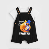 Cutest spark Lohri | Personalised Dungaree  with Name - BLACK - 0 - 5 Months Old (Chest 18")