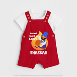 Cutest spark Lohri | Personalised Dungaree  with Name - RED - 0 - 5 Months Old (Chest 18")