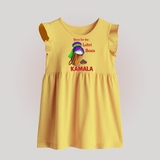 Born for the Lohri Beats | Personalised Baby Frock  with Name - PASTEL YELLOW - 0 - 3 Months Old (Chest 17")