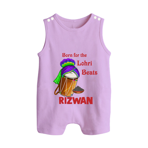 Born for the Lohri Beats | Personalised Romper Suit  with Name - LILAC - 0 - 5 Months Old (Chest 18")