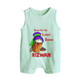 Born for the Lohri Beats | Personalised Romper Suit  with Name - MINT GREEN - 0 - 5 Months Old (Chest 18")
