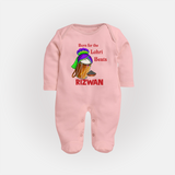 Born for the Lohri Beats | Personalised Fullbody suit  with Name - BABY PINK - New Born (Chest 7.5")