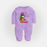 Born for the Lohri Beats | Personalised Fullbody suit  with Name - LILAC - New Born (Chest 7.5")