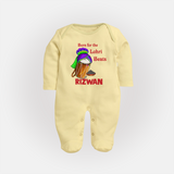 Born for the Lohri Beats | Personalised Fullbody suit  with Name - PASTEL YELLOW - New Born (Chest 7.5")