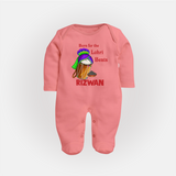 Born for the Lohri Beats | Personalised Fullbody suit  with Name - PEACH - New Born (Chest 7.5")