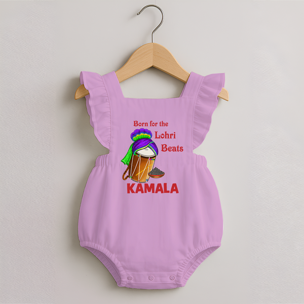 Born for the Lohri Beats | Personalised Romper Frock  with Name - BABY PINK - 0 - 3 Months Old (Chest 19")