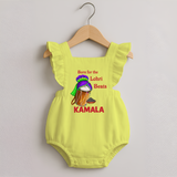 Born for the Lohri Beats | Personalised Romper Frock  with Name - PASTEL YELLOW - 0 - 3 Months Old (Chest 19")