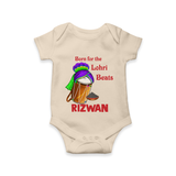 Born for the Lohri Beats | Personalised Romper  with Name - IVORY - New Born (Chest 14")
