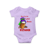 Born for the Lohri Beats | Personalised Romper  with Name - LILAC - New Born (Chest 14")