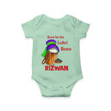 Born for the Lohri Beats | Personalised Romper  with Name - MINT GREEN - New Born (Chest 14")