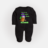 Born for the Lohri Beats | Personalised Fullbody suit  with Name - BLACK - New Born (Chest 7.5")