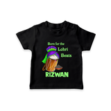 Born for the Lohri Beats | Personalised T-Shirt  with Name - BLACK - 0-5 Months Old (Chest 17")