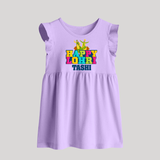 Happy Lohri | Personalised Baby Frock  with Name - LILAC - 0 - 3 Months Old (Chest 17")