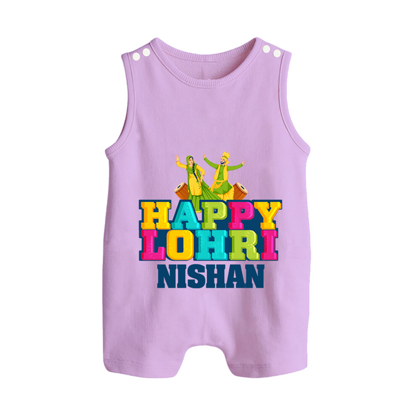 Happy Lohri | Personalised Romper Suit  with Name - LILAC - 0 - 5 Months Old (Chest 18")