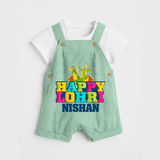 Happy Lohri | Personalised Dungaree  with Name - MINT GREEN - 0 - 5 Months Old (Chest 18")
