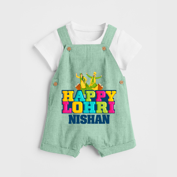 Happy Lohri | Personalised Dungaree  with Name - MINT GREEN - 0 - 5 Months Old (Chest 18")