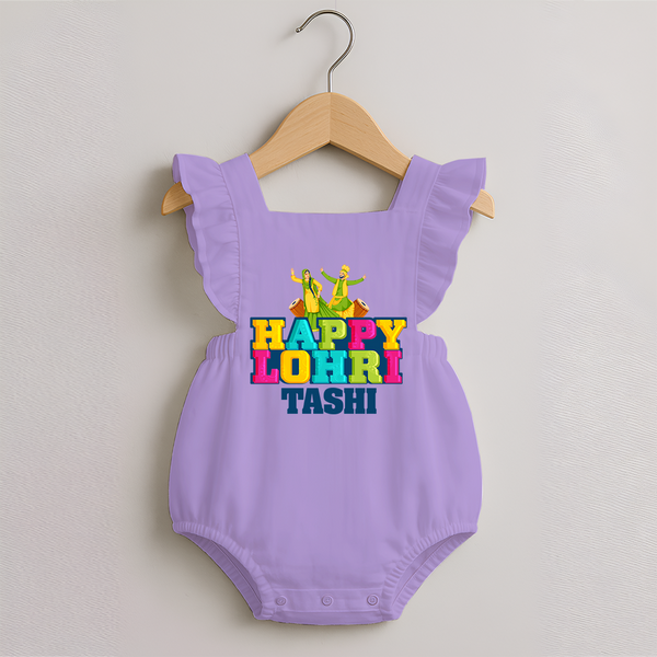 Happy Lohri | Personalised Romper Frock  with Name - LILAC - 0 - 3 Months Old (Chest 19")