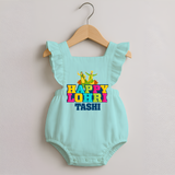 Happy Lohri | Personalised Romper Frock  with Name - MINT GREEN - 0 - 3 Months Old (Chest 19")