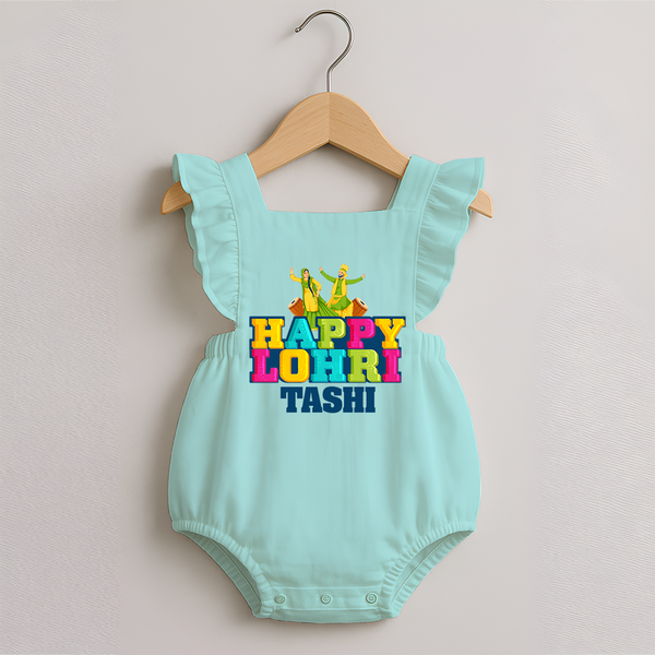 Happy Lohri | Personalised Romper Frock  with Name - MINT GREEN - 0 - 3 Months Old (Chest 19")