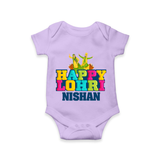 Happy Lohri | Personalised Romper  with Name - LILAC - New Born (Chest 14")