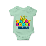 Happy Lohri | Personalised Romper  with Name - MINT GREEN - New Born (Chest 14")