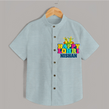 Happy Lohri | Personalised Shirt  with Name - ARCTIC BLUE - 0 - 6 Months Old (Chest 23")