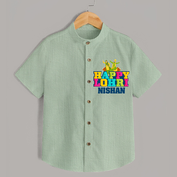 Happy Lohri | Personalised Shirt  with Name - MINT GREEN - 0 - 6 Months Old (Chest 23")