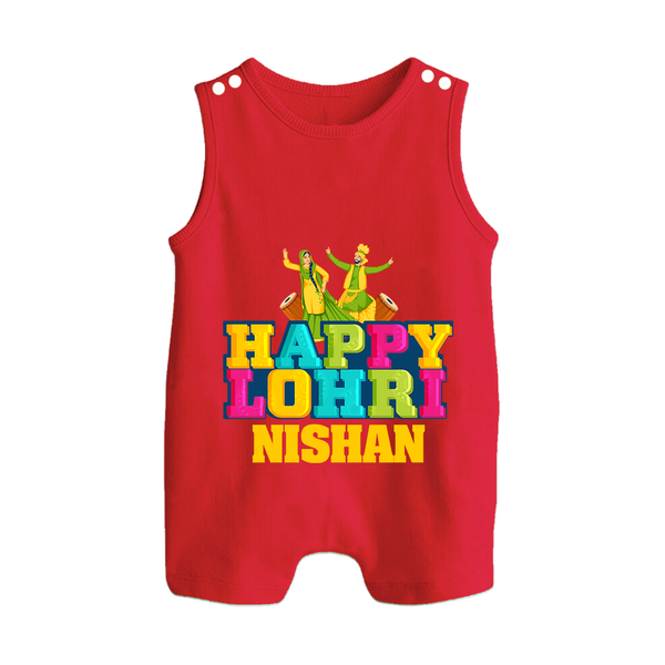 Happy Lohri | Personalised Romper Suit  with Name - RED - 0 - 5 Months Old (Chest 18")