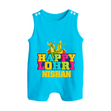 Happy Lohri | Personalised Romper Suit  with Name - SKY BLUE - 0 - 5 Months Old (Chest 18")