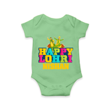 Happy Lohri | Personalised Romper  with Name - GREEN - New Born (Chest 14")