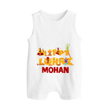 Happy Lohri | Customized Romper Suit  with Name - WHITE - 0 - 5 Months Old (Chest 18")