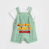 Happy Lohri | Customized Dungaree  with Name - MINT GREEN - 0 - 5 Months Old (Chest 18")