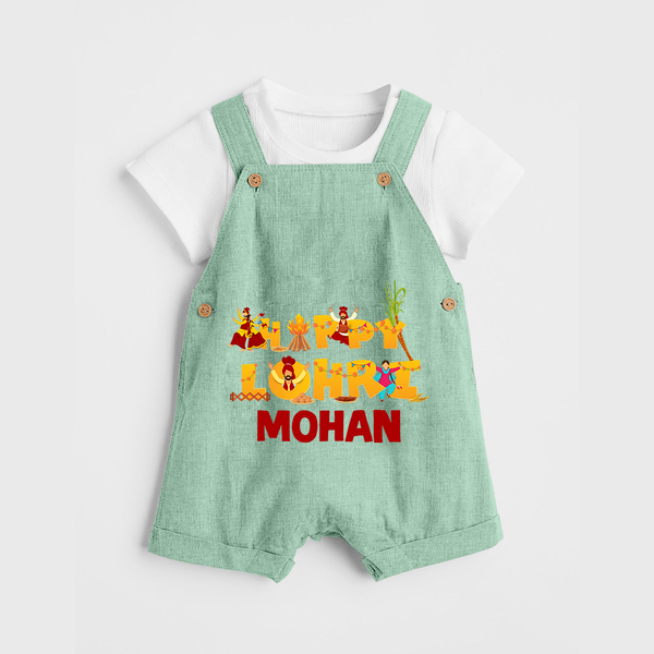 Happy Lohri | Customized Dungaree  with Name - MINT GREEN - 0 - 5 Months Old (Chest 18")