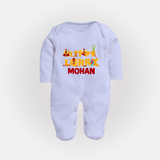 Happy Lohri | Customized Fullbody suit  with Name - BABY BLUE - New Born (Chest 7.5")