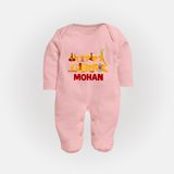 Happy Lohri | Customized Fullbody suit  with Name - BABY PINK - New Born (Chest 7.5")