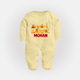 Happy Lohri | Customized Fullbody suit  with Name - PASTEL YELLOW - New Born (Chest 7.5")