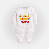 Happy Lohri | Customized Fullbody suit  with Name - WHITE - New Born (Chest 7.5")