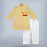 Happy Lohri | Customized Kurta  with Name - PASTEL YELLOW - 3 - 6 Months Old (Chest 24", Kurta Length 14'', Waist 19", Pant Length 14")