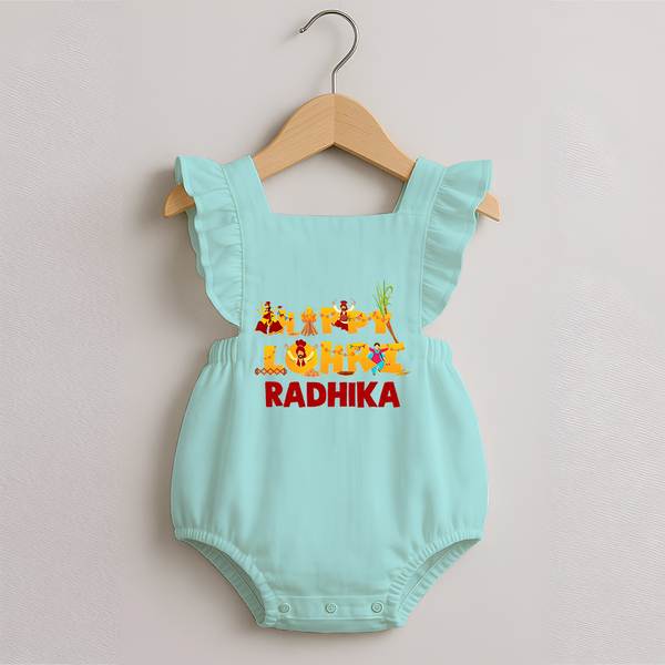 Happy Lohri | Customized Romper Frock  with Name - MINT GREEN - 0 - 3 Months Old (Chest 19")