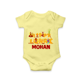 Happy Lohri | Customized Romper  with Name - PASTEL YELLOW - New Born (Chest 14")