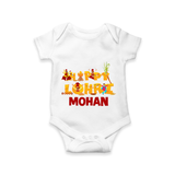 Happy Lohri | Customized Romper  with Name - WHITE - New Born (Chest 14")
