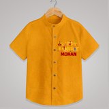 Happy Lohri | Customized Shirt  with Name - CHROME YELLOW - 0 - 6 Months Old (Chest 23")