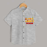 Happy Lohri | Customized Shirt  with Name - GREY - 0 - 6 Months Old (Chest 23")